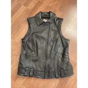 Women's Harley Davidson Leather Black Rose AEmbroidered Vest  Size L EST 1903